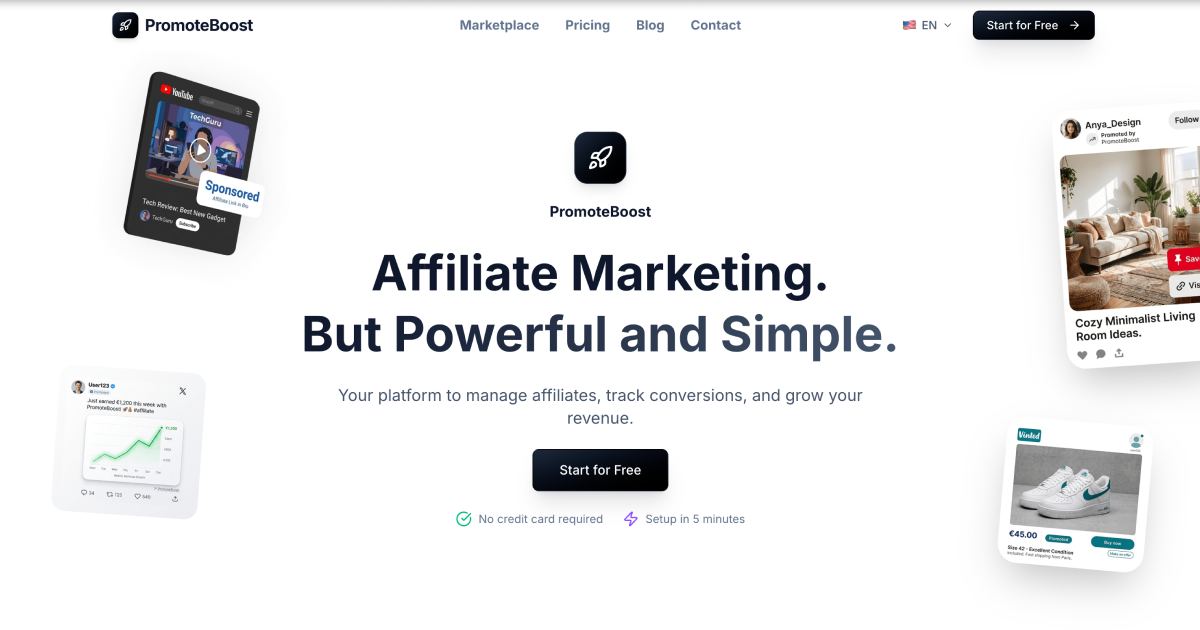 Affiliate Program Software - Launch in 5 Minutes | PromoteBoost